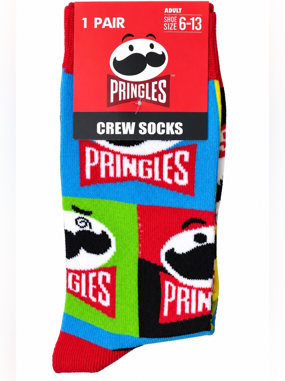 NWT Pringles Crazy Universe Colorblock Novelty Crew Socks Adult 6-13